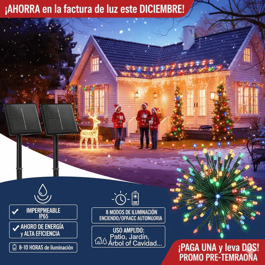 🌿¡Ilumina tu Navidad con energía solar, Pague 1 y lleve la 2 Gratis (10 metros cada luz)
