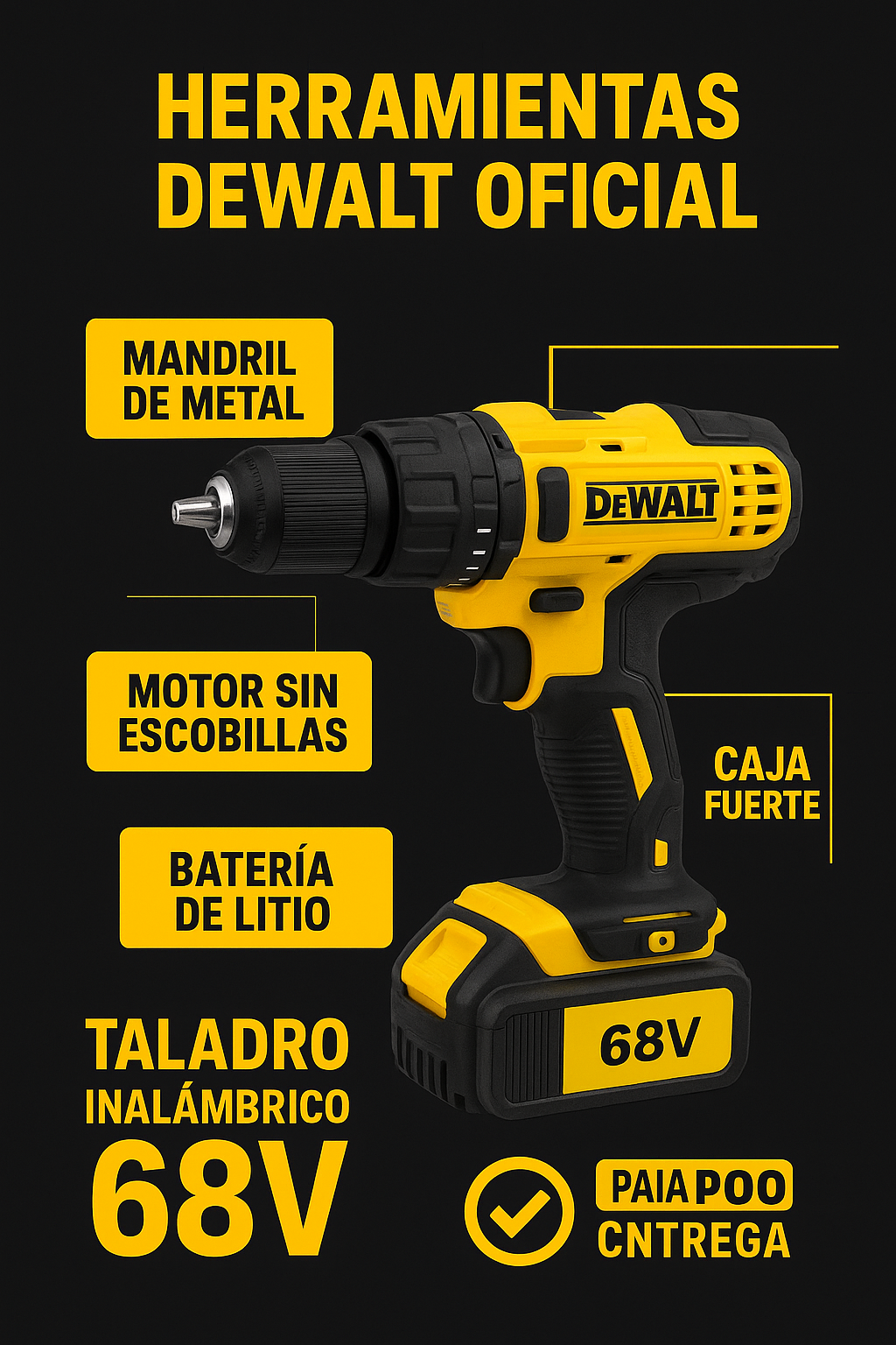 Taladro Dewalt 68v Con 34 Accesorios